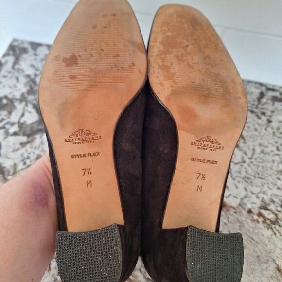 BALLY Brown‎ Suede  leather patent Flats size 7.5 M - Picture 8 of 10
